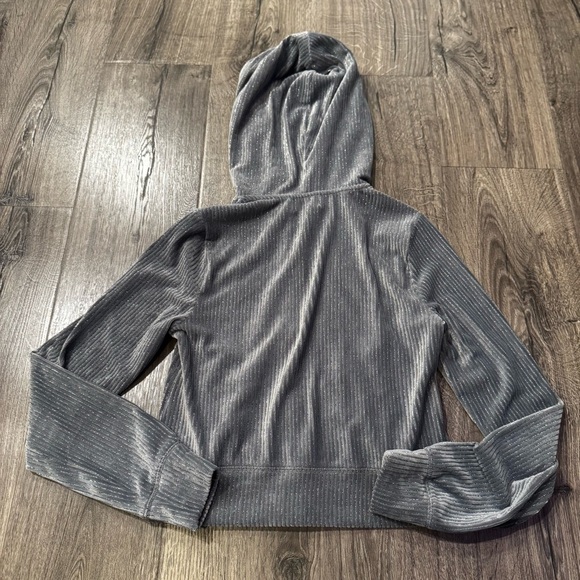 Juicy Couture Grey Silver Zip Up velour Hoodie size small shimmer shimmery - Picture 10 of 12